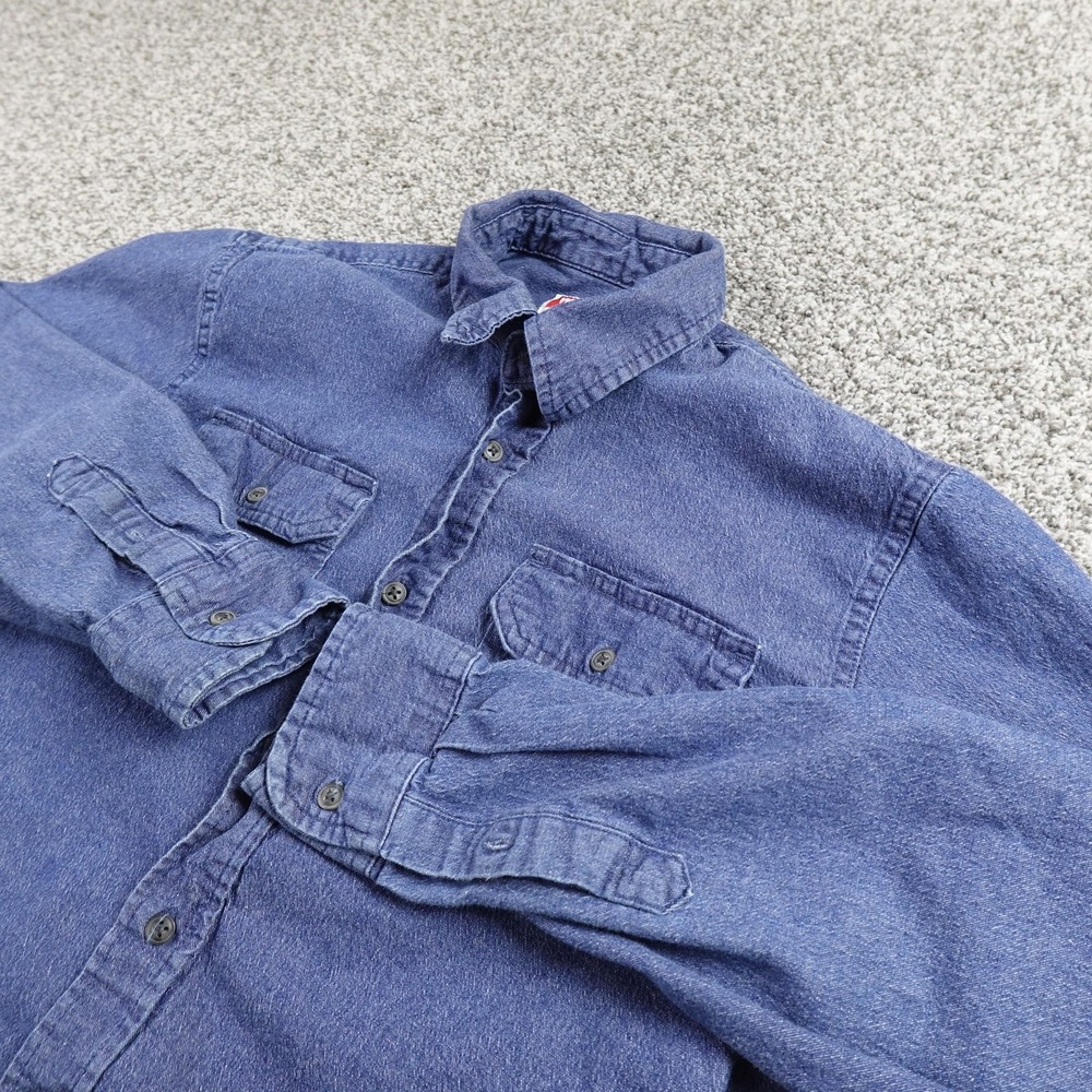 Wrangler Shirt Mens M Blue Denim Long Sleeve Western Button Up Stretch Flex Work